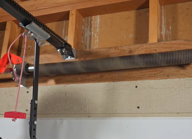 Frayed and broken garage door cable